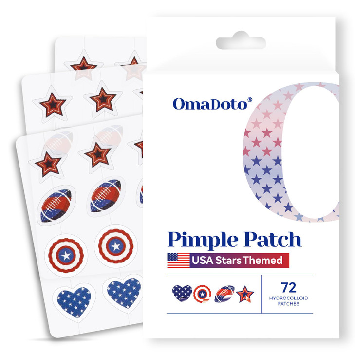 Omadoto Star Pimple Patches For Face 72Pcs 14Mm Hydrocolloid Acne Patches Usa Stars Themed Zit Patches For Kids Teens And Adults 4Th Of July