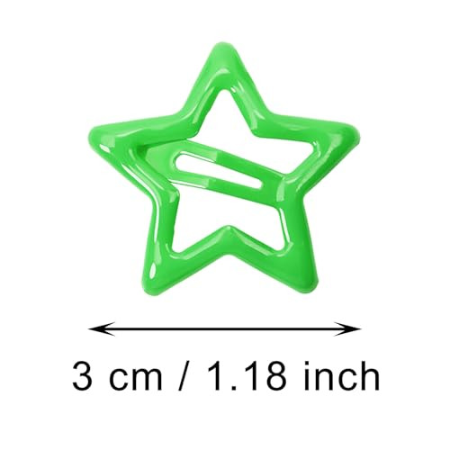 Penta Angel Star Hair Clips 12Pcs Small Metal Star Snap Hair Clips Barrettes Decoration Accessories For Women Green