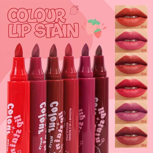Hxssll Lip Stain Waterproof Lip Tint Matte Color Look Longlasting All Day Wear Lip Color Smudge Proof Natural Finish Precise Chisel Tip
