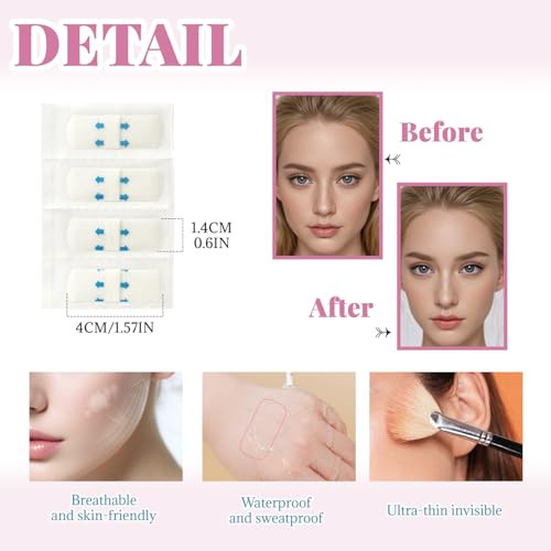 Borola Invisible Face Lift Tape V Shaped Matte Transparent 40 Pcs