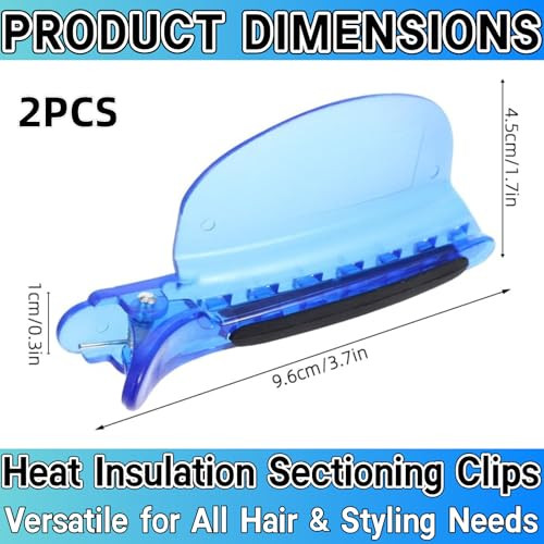 Heat Insulation Sectioning Clips 2Pcs Blue Hair Styling Clips Wig And Extension Separator Tools 7 Tooth Design 9.5X4.5Cm 3.7X1.7In For