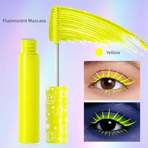 6 Colors Fluorescent Mascara Glow Colored Mascara Parties Weddings Stage Use Party Night Halloween Christmas Parties High Pigmented Apply To