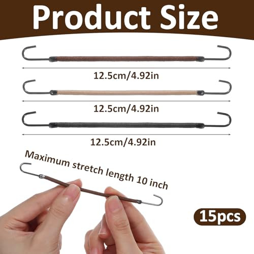 Matwsec 12 Pcs Elastic Hair Ties With Hooks Small Bungee Hair Ties Cord Hair Bungee Styling Ponytail Holders Hooks For Women Girls Curly