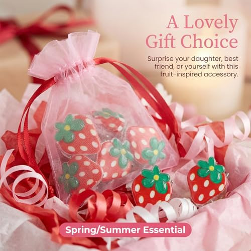 20 Pcs Mini Strawberry Hair Clip Cute Tiny Hair Claw Non Slip Sweet Barrettes Hairpins Fruit Hairs Claw Clip Fashion Hairs Accessories Fruit