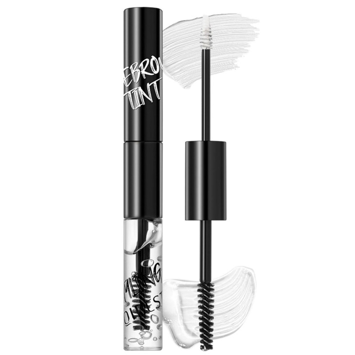 Clear Eyebrow Gel Double Ended Brow Tint And Setting Gel Waterproof And Sweat Resistant 01 White And Transparent