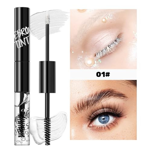 Clear Eyebrow Gel Double Ended Brow Tint And Setting Gel Waterproof And Sweat Resistant 01 White And Transparent