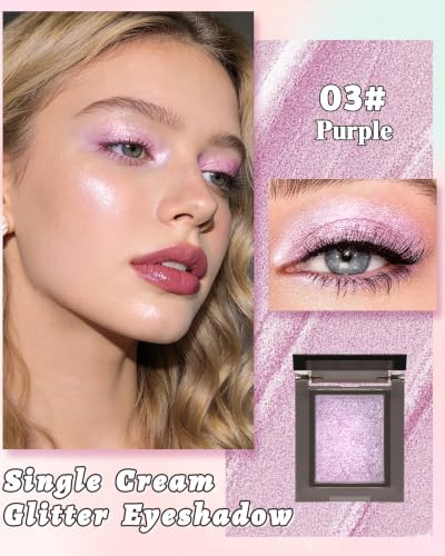 Purple Glitter Eyeshadow Palette Metallic Color Shimmer Single Eye Shadow