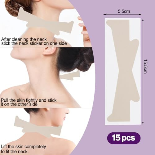 Nowfresh 15 Pcs Neck Lift Tape Invisible Instant Anti Wrinkle Patches For Double Chin And Saggy Skin Day Night Use Improves Fine Lines For
