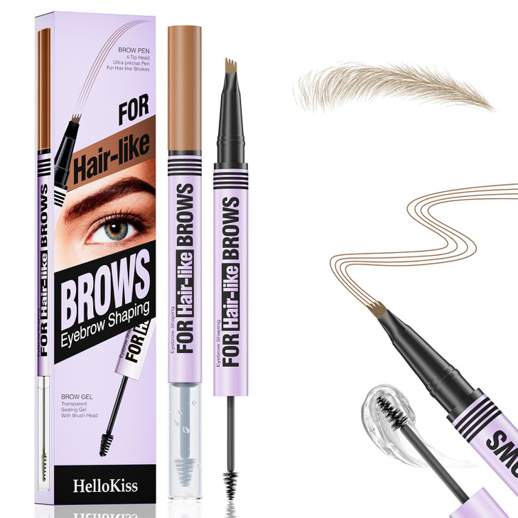 Microblading Eyebrow Pencil 2 In 1 Dual Ended Eyebrow Pen Micro Fork Tip Micro Fork Tip And 4 Tipped Spoolie Brush Precise Brow Pen Natural