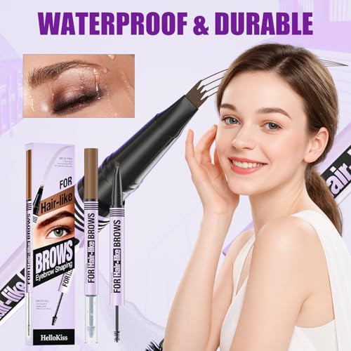 Microblading Eyebrow Pencil 2 In 1 Dual Ended Eyebrow Pen Micro Fork Tip Micro Fork Tip And 4 Tipped Spoolie Brush Precise Brow Pen Natural