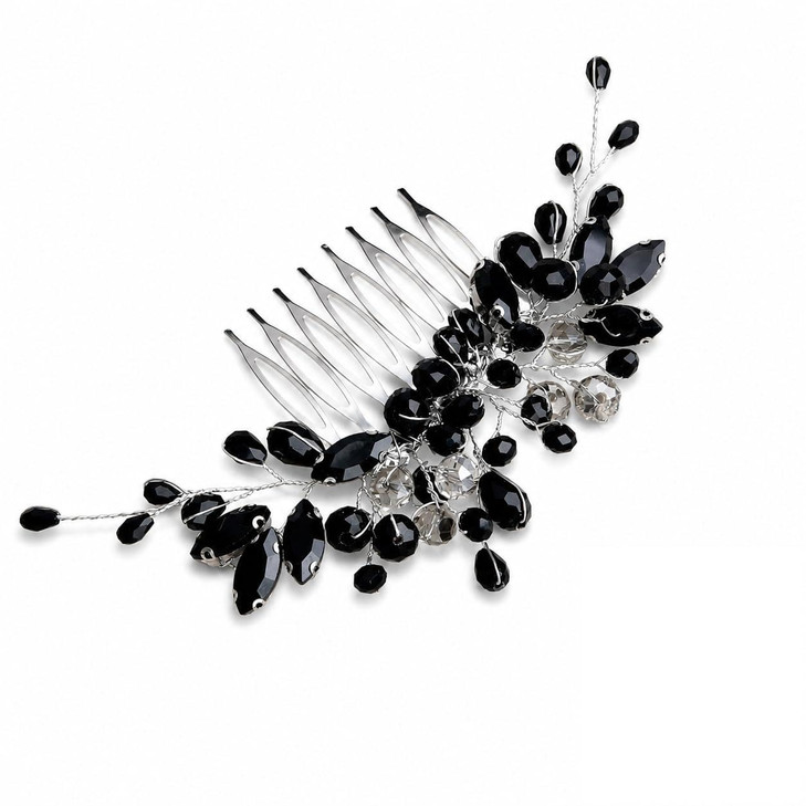 Black Crystal Hair Comb For Women Rhinestone Wedding Bridal Hair Accessory
