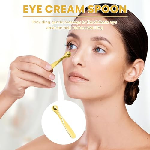 6 Pcs 2 In 1 Eye Roller And Cream Spoon Perfect Travel Size Eye Cream Applicator Set Massage Stick Roller Skin Care Tool For Women Gold