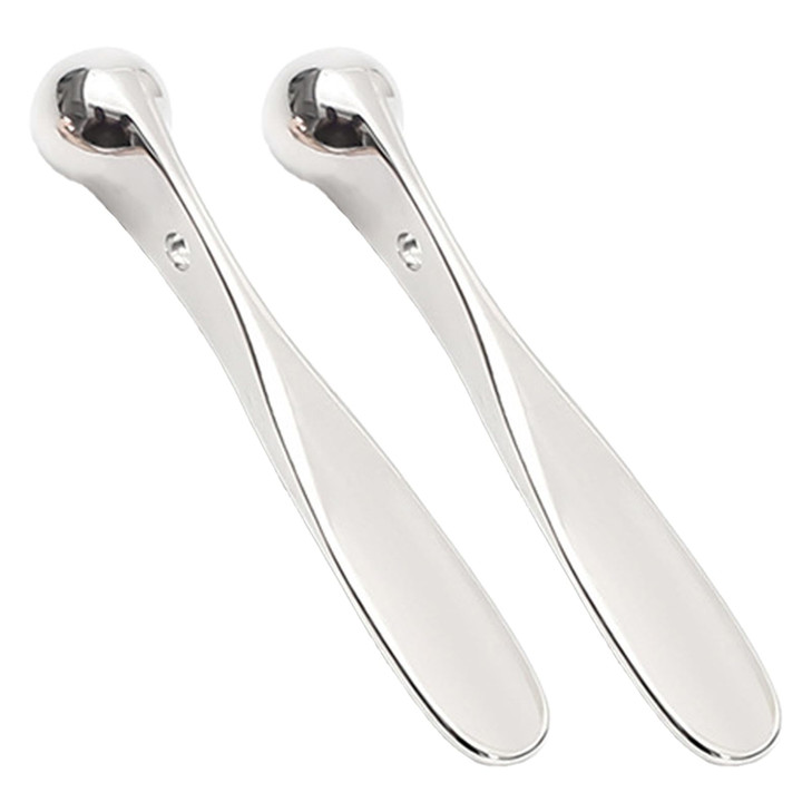2 Pcs Eye Cream Applicator Set Eye Massage Stick Roller Tool Cosmetic Spoon Mini Makeup Spatula Spoon Eye Roller Stick For Skincare Silver