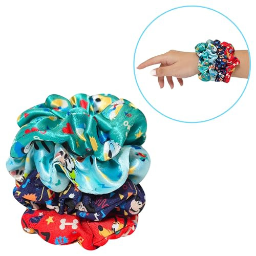 Luv Her Disney Mickey Scrunchies For Girls Of All Ages 4 Large Hair Scrunchies 4 Printed Scrunchies With Your Favorite Characters Hair