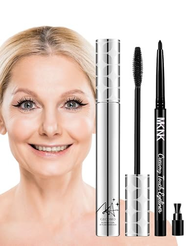 Jutqut 2Pcs Mascara For Older Women 60 Plus And Eye Liner Pencils Makeup Set Mascara Volume And Length Waterproof Hypoallergenic For