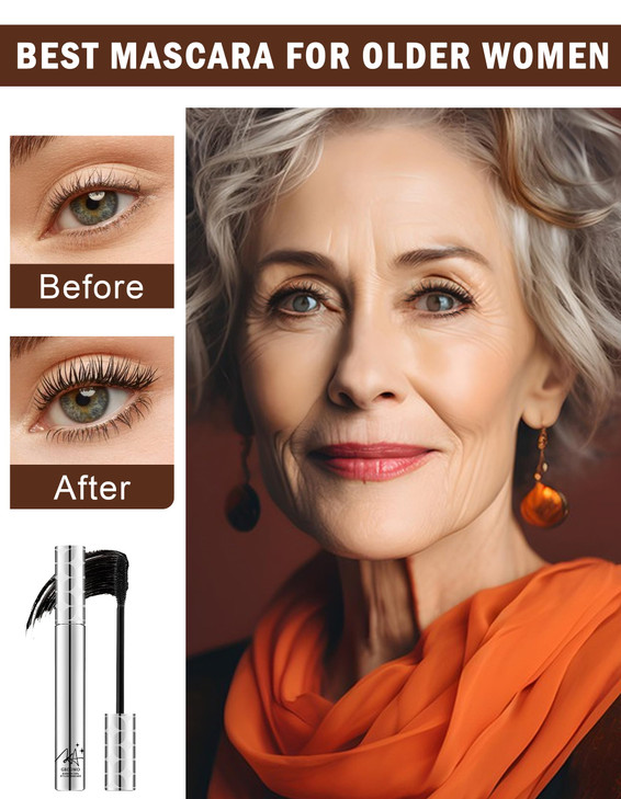 Jutqut 2Pcs Mascara For Older Women 60 Plus And Eye Liner Pencils Makeup Set Mascara Volume And Length Waterproof Hypoallergenic For