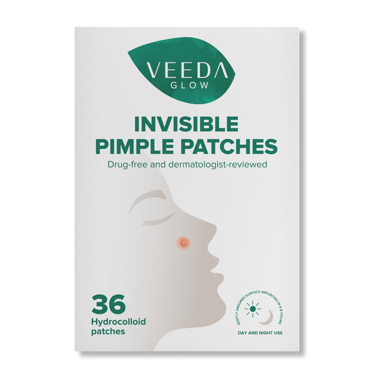 Veeda Glow Pimple Patches Hydrocolloid Acne Patches For Face Absorb Pus And Flatten Blemishes Overnight Invisible Zit Spot Treatment Non