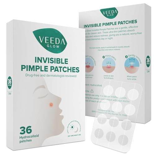 Veeda Glow Pimple Patches Hydrocolloid Acne Patches For Face Absorb Pus And Flatten Blemishes Overnight Invisible Zit Spot Treatment Non