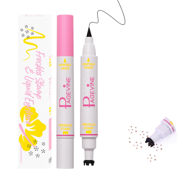 Freckle Pen Stamp And Black Eyeliner 2 In 1 Fake Freckles Stamp Liquid Eyeliner Pencil Kit Dual Ended Faux Freckles Maker Pen For Sunkissed