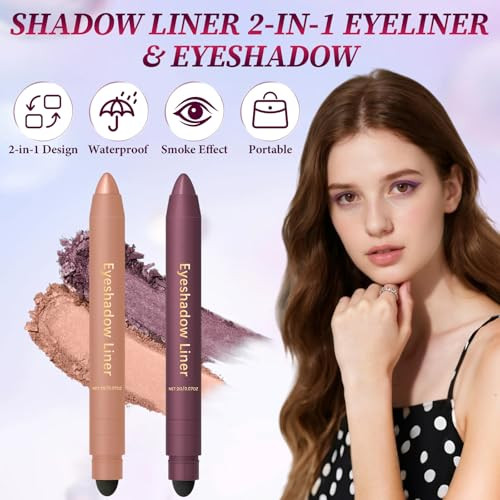 Hongyunda Shadow Liner 2 In 1 Eyeliner And Eyeshadow Waterproof Eye Shadow Crayon Smooth Easy To Color Duo Eyeshadow Stick For Effortless