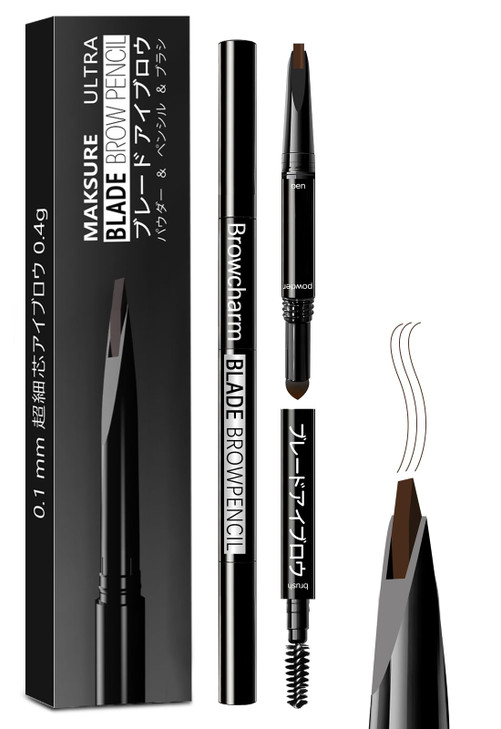 Maksure Browcharm Microblading Eyebrow Pencil 0.1Mm Ultra Fine Tip 3 In 1 Waterproof Eyebrow Pencil With Eyebrow Powder And Eyebrow Brush