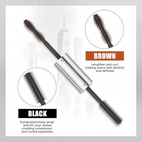 2 Colors Double Ended Waterproof Mascara Black And Brown Lengthening Volumizing No Smudge No Clumping Long Lasting 1Pcs