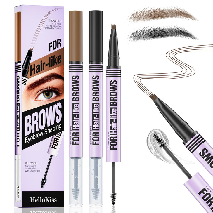 Microblading Eyebrow Pencil 2 In 1 Eyeliner Dual Endedbrush Tip Microblading Spoolie Brush With 4 Fork Tip And Precise Brush Tipcreate