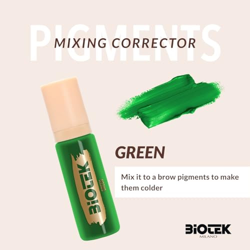Biotek Mixing Corrector Pigment For Permanent Make Up Green Color For Eyebrows 0.50 Fl.Oz. 15 Ml