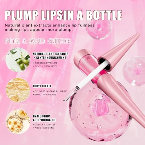 Clear And Pink Hydrating Lip Oil Gloss Plumping Moisturizing Treatment With Glossy Non Sticky Finish Daily Nourishing Lip Care For Women