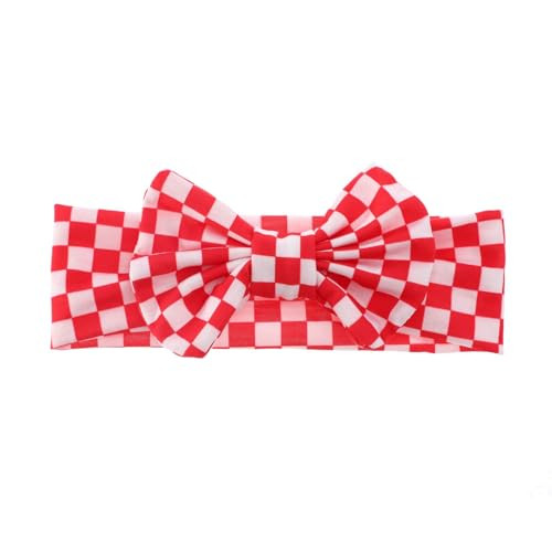 Bbtdin Baby Plaid Turban Headband Bow Checkered Plaid Hair Band Bow Baby Girls Plaid Headwear Btb01 F1 White Red