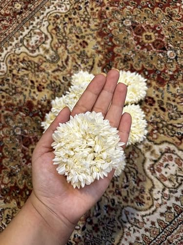 Annafi Mogra White Gajra Traditional Indian Hair Accessories Gajra Flower Rubber Band For Women Handmade Jewellery Jasmine 1 Plain White