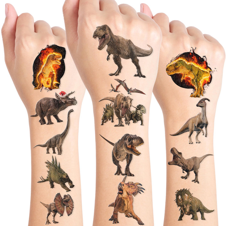 96Pcs Dinosaur 3D Temporary Tattoos Party Favors Decorations