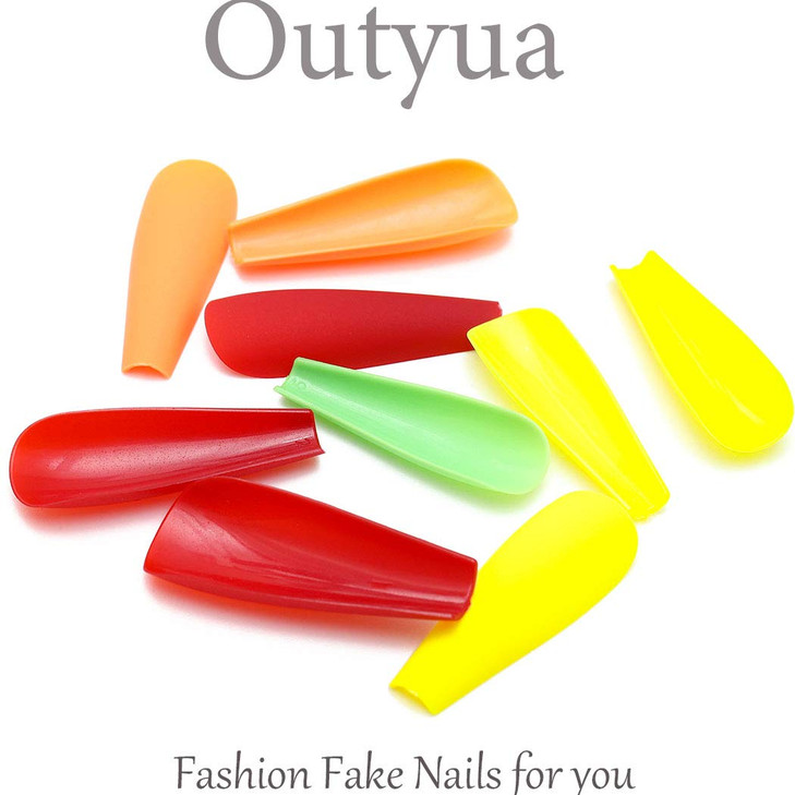 Outyua 96Pcs Matte Extra Long Press on Nails Ballerina Fake Nails Coffin Full Cover Acrylic False Nails Full Cover Acrylic Nails for Women Girls Nail