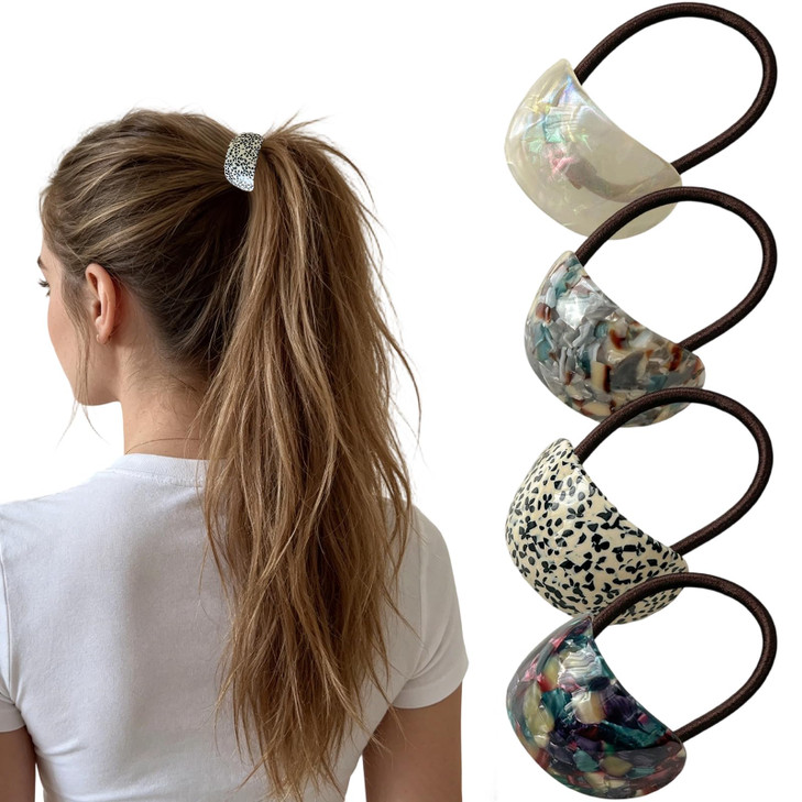 Tortoise Shell Hair Ties French Rectangle Ponytail Hair Cuff