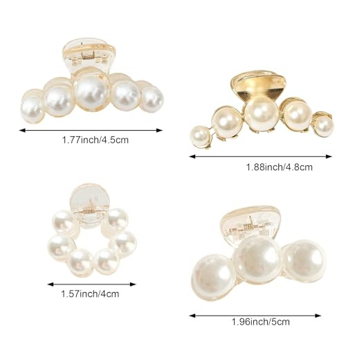 4 Pcs Cute Small Pearl Hair Claw Clips For Women Strong Hold No Slip Claw Clips Daily Styling Hair Accessories For Thick And Thin Hair