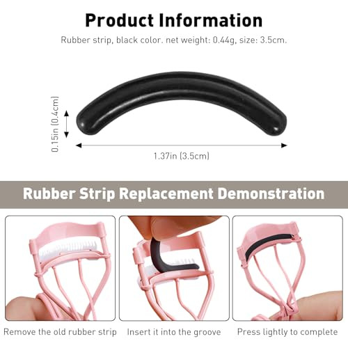 Jaasuee 60Pcs Black Silicone Rubber Universal Eyelash Curler Replacement Refill Pads