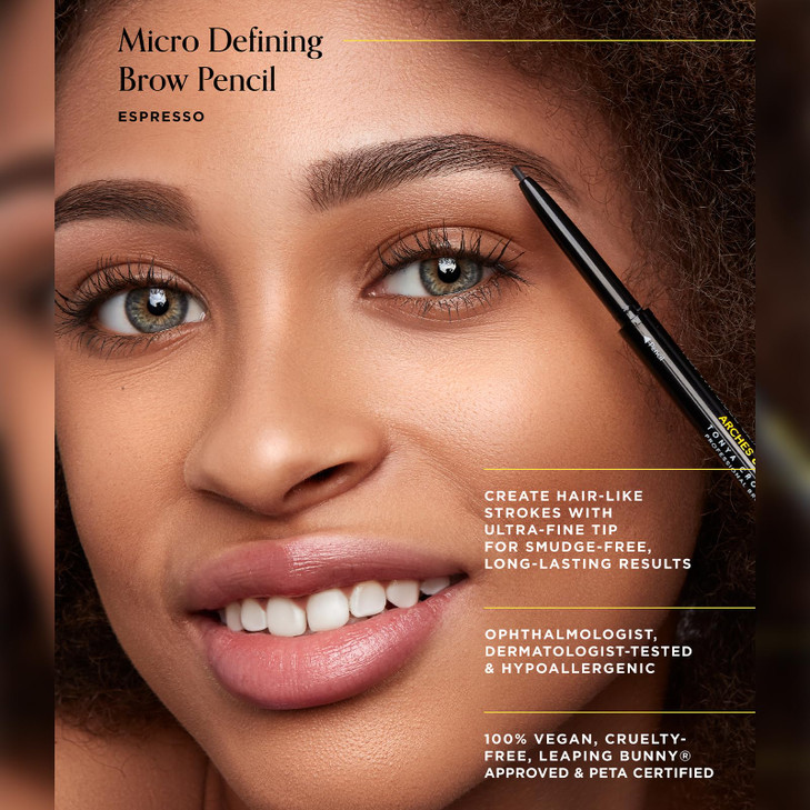 Arches & Halos Micro Defining Brow Pencil - For a Fuller and More Defined Brow, Rich Color - Dual Ended Pencil with Brush - Vegan and Cruelty Free Ma
