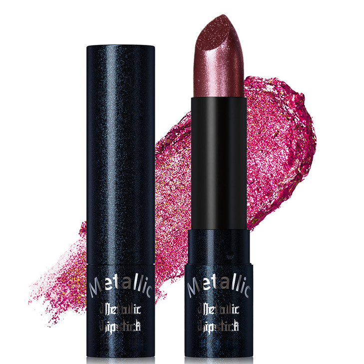 Wugbc Burgundy Brown Metallic Glitter Lipstick Lightweight Shimmer Lipstick Non Stick Full Coverage Cream Long Lasting Lip Stick Tinted For