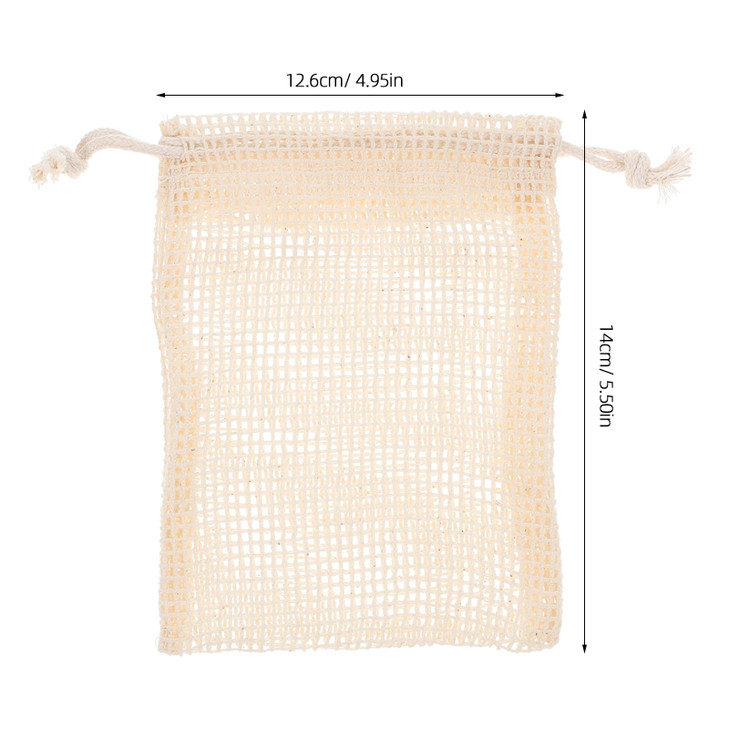 Beaupretty Cotton Soap Bag Drawstring Pouch 5.51X4.96In Reusable Bath Soap Holder for Body Cleansing Exfoliating Mesh Storage for Travel and Daily Sh