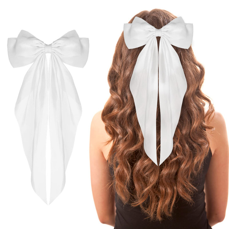 Wllhyf Big Bow Barrettes Hair Pins Soft Silky Satin Metal Bowknot Clips