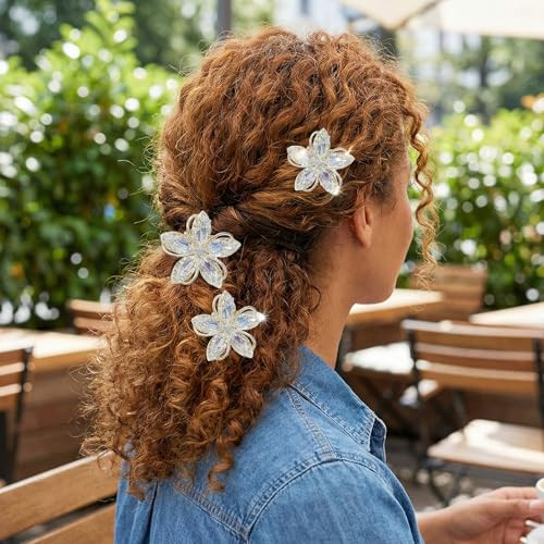Crystal Rhinestone Claw Hair Clips 3 Pack Vintage Flower Claws Non Slip Flower Barrettes Hair Pins Accessories For Women Girls Thick Thin