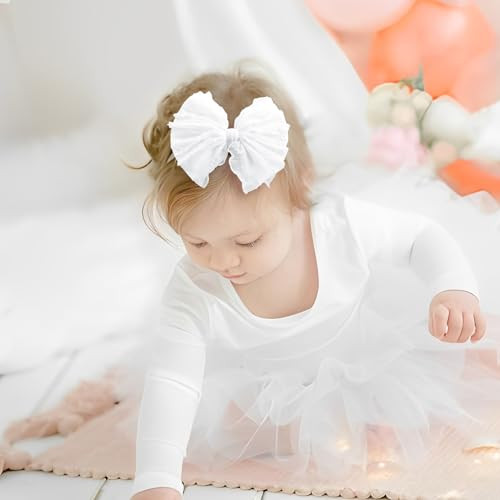 Lanmerry Baby Girl Headband With Bows 3Pcs Nylon Hair Accessories For Infant Toddler Girls Black White Beige Hairband