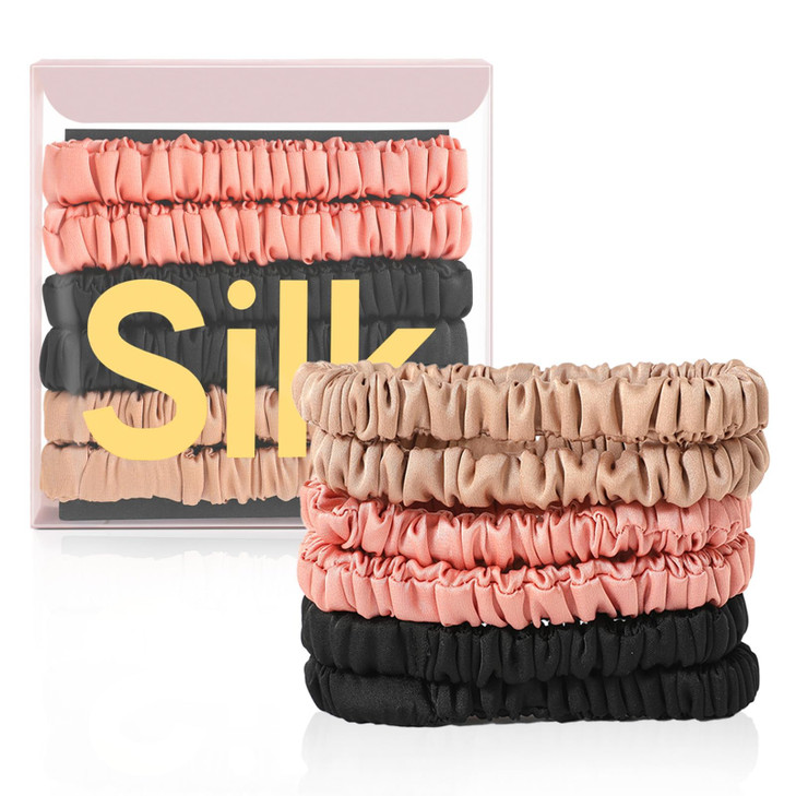 6Pcs Silk Hair Ties 100 Percent Pure Mulberry Silk Scrunchies For Women Girls
