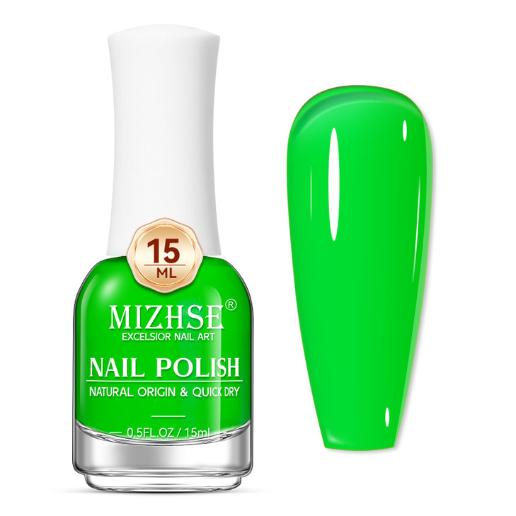 Mizhse Quick Dry Nail Polish Neon Green Non Gel Nail Polish Air Dry Fast