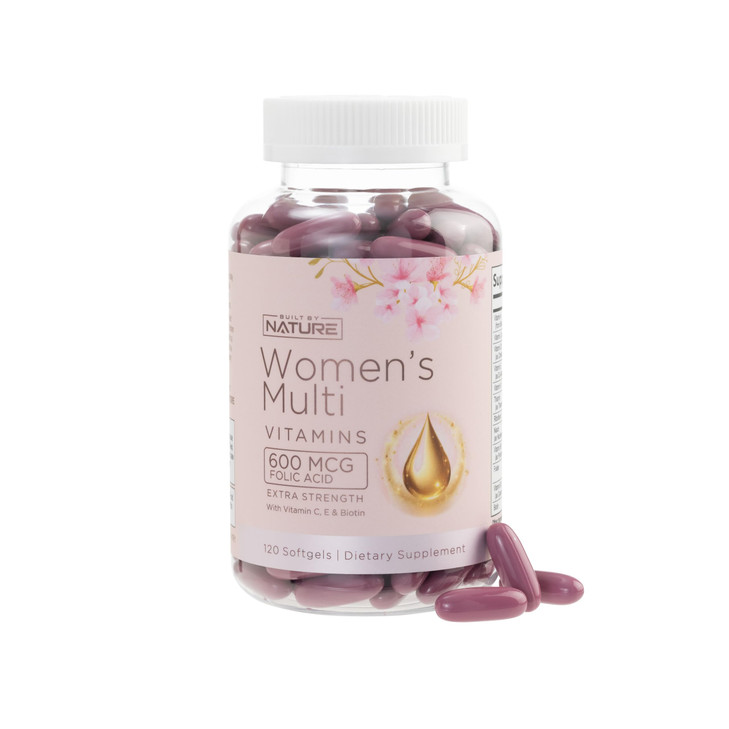 Built by Nature Vitamins for Women  Women's Complete Daily Multivitamin Supplement with A, B, C, D, E, Iron, Calcium, Magnesium and Multi Minerals 