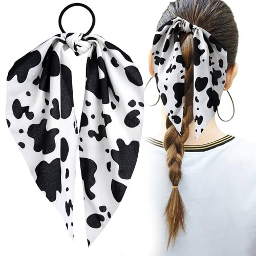 Mxxipp 1Pc Cow Print Hair Band For Women Rabbit Bunny Ear Bow Hair Ties