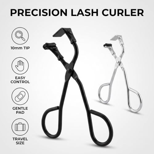 2 Pcs Eyelash Curler With Refill Pads Mini Lash Curler For All Eyelash Shapes Professional 2 In 1 Beauty Kit With Precision Tweezers