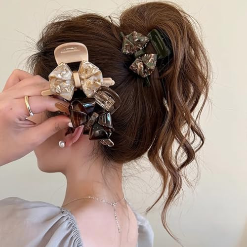 Wenlly French Retro Hair Claw Clip 3.1 Inch Cellulose Acetate Butterfly Hair Jaw Clip Non Slip Strong Hair Barrette 1 Piece Green