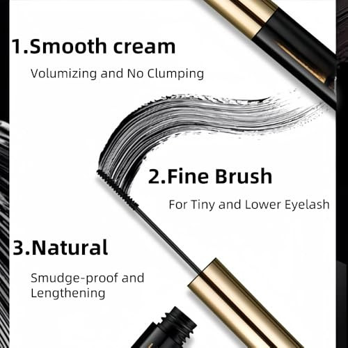 Black Mascara With Ultra Fine Brush For Tiny And Lower Eyelash Smudge Proof No Clumping Lengthening And Voluminous Lashes Long Lasting