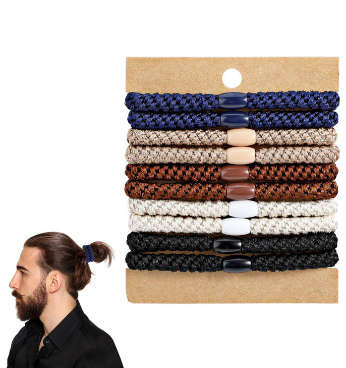 Hair Ties For Men 10Pcs Mens Hair Ties For Guys With Smooth Beads Multicolor